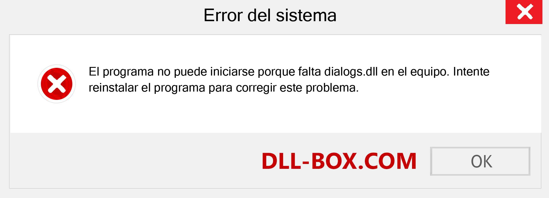 ¿Falta el archivo dialogs.dll ?. Descargar para Windows 7, 8, 10 - Corregir dialogs dll Missing Error en Windows, fotos, imágenes